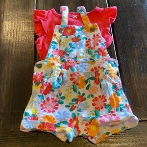 Floral summer Overall set. 12 mo. Carters